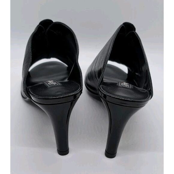 Brighton Ranae Boho Slip On Pumps High Heels 9M Black Leather Embellished Sequin - Picture 6 of 11